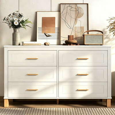 Heavy-Duty Wooden 6-Drawer Double Dresser