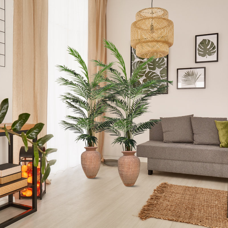 Palmier noir de 7 pi, plante artificielle pour plancher et décoration de table
