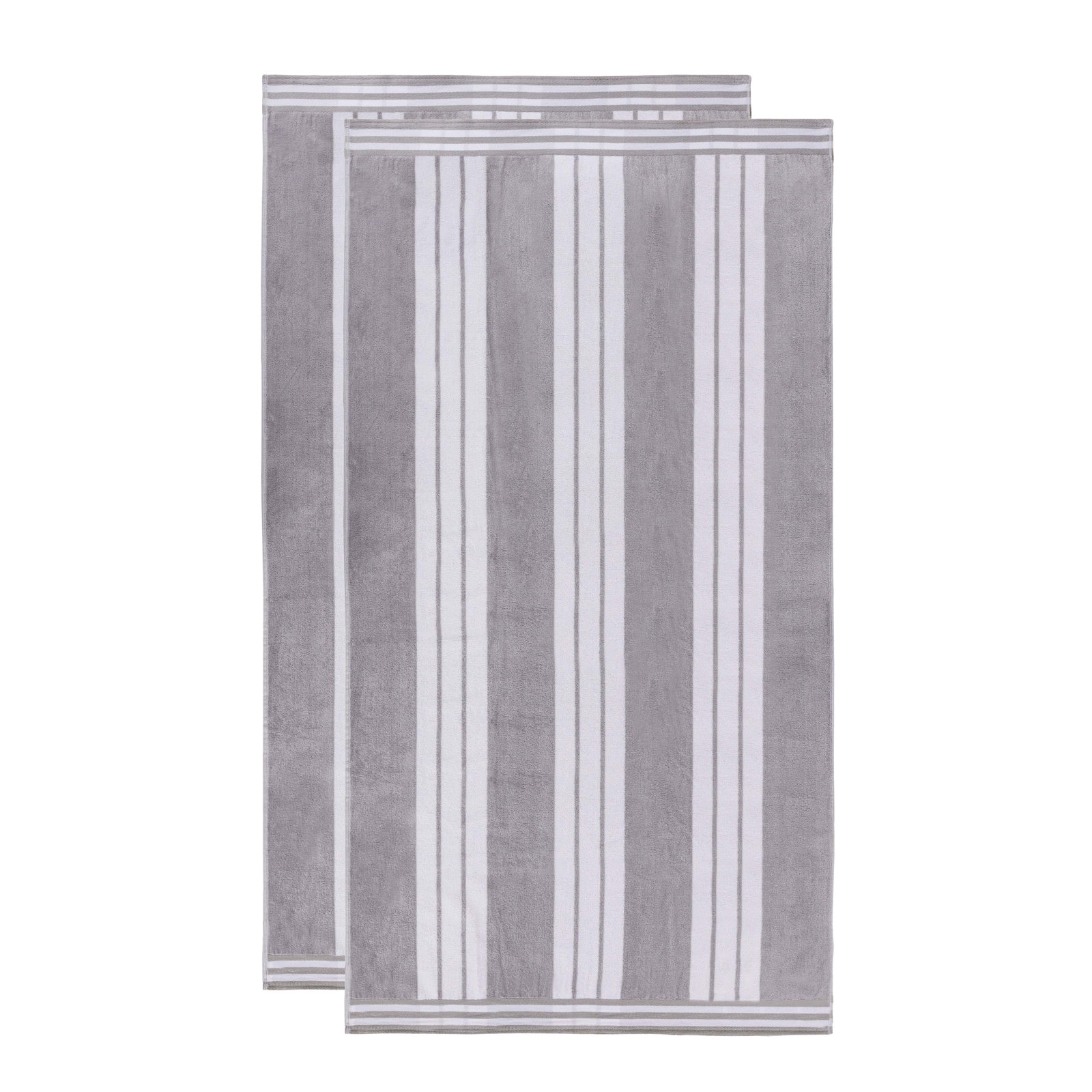 Chira Striped Cotton Beach Towel, Light Gray, Beach Towel - 2 Pack