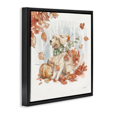 «Happy Autumn Labrador», art mural sur toile par Mary Urban