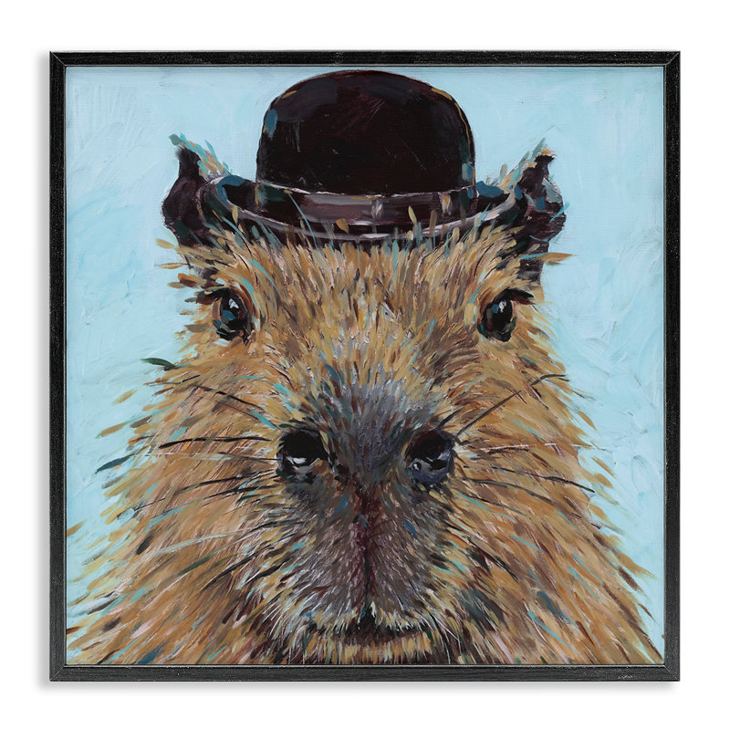 Gros plan Capybara avec chapeau, estampe numérique, design par Studio Bautista, H 24 po x l 24 po