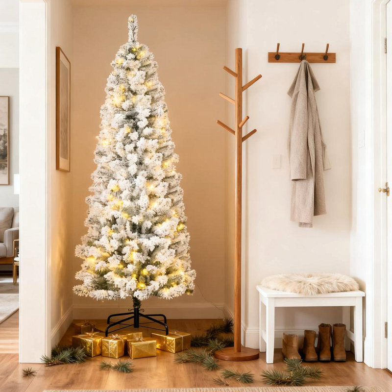 Sapin de Noël artificiel facile à assembler avec branches réalistes, lumières DEL