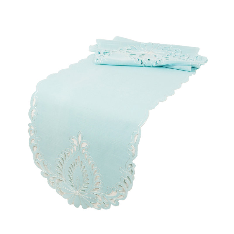 Chemin de table Armadillo, l 70 po x L 16 po, Bleu pastel
