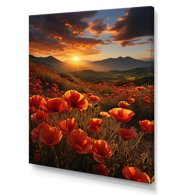 «Coral Wildflowers Fields of Dreams», reproduction sur toile, H 32 po x l 24 po x P 1 po, Toile tendue