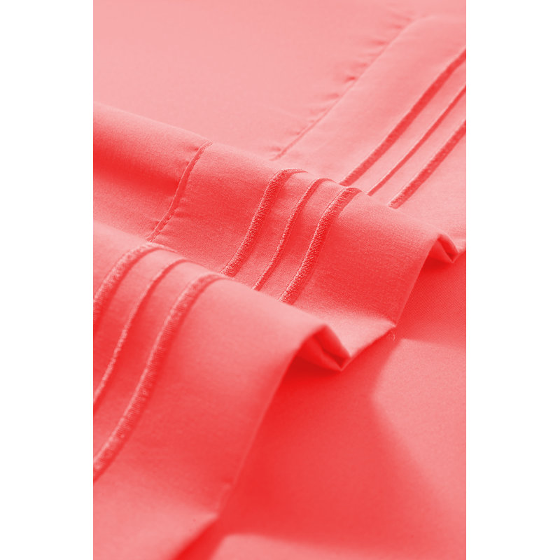 Ensemble de draps en rayonne , Corail, Ensemble de draps pour très grand lit + un drap-h