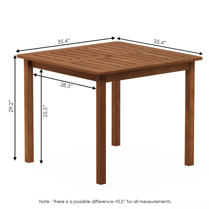 Ermont Square Outdoor Coffee Table With Umbrella Hole , 35.4'' in. W 35.4'' in. D