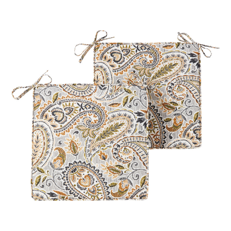 Outdoor Dining Chair Seat Pad, Arctic Paisley