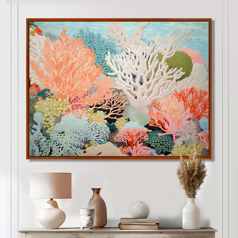 «Colorful Coral and Anemones Scenery I - Coastal Coral Under Water», reproduction d'art sur toile encadrée