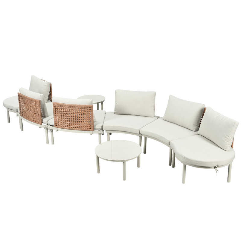 Canapé de patio, Coussin beige / cadre beige / naturel