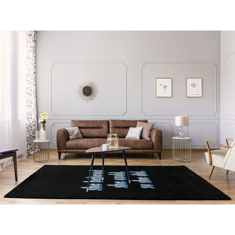 Tapis en poly-chenille style tableau noir pour femmes, Rectangle 9 pi x 12 pi