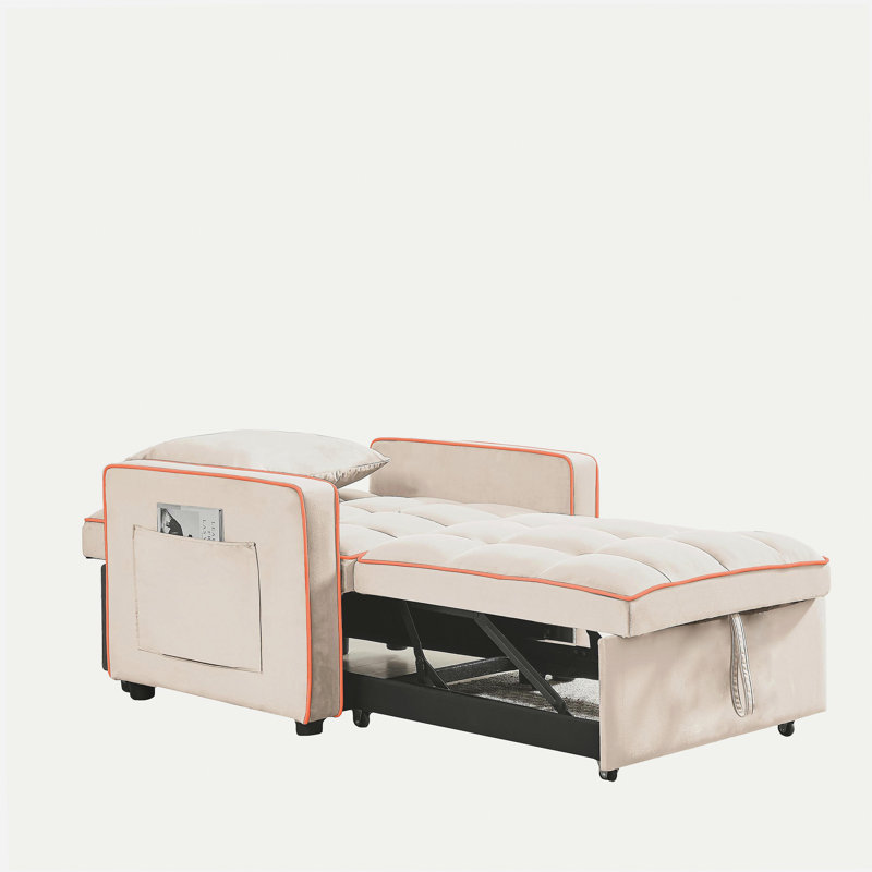 3-en-1 Canapé-lit Chaise pliante Canapé-lit avec dossier réglable dans le canapé Lit simple Chaise moderne pour adulte Literie blanc crème