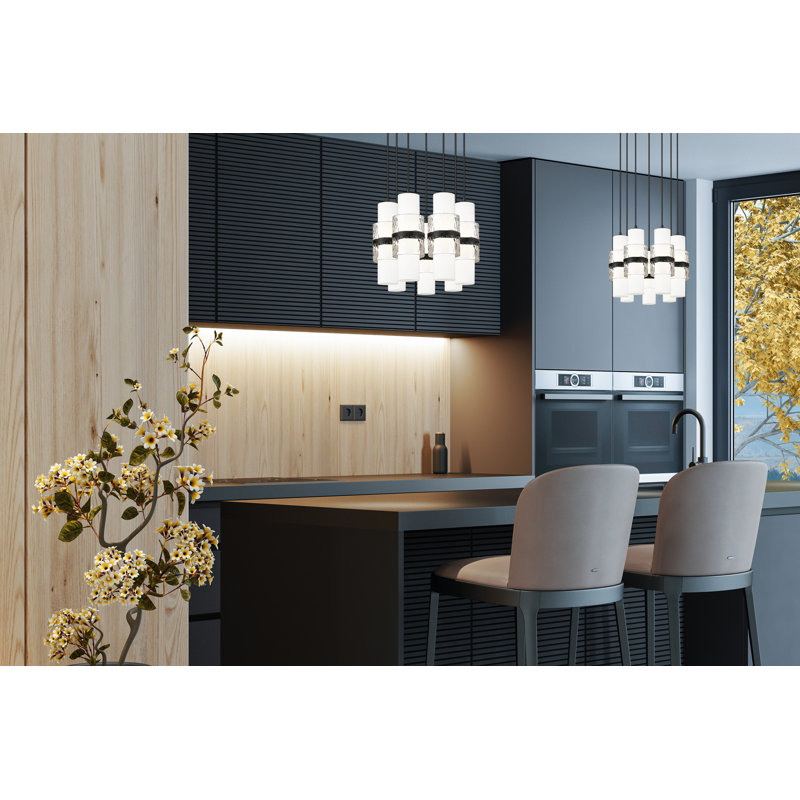 Lustre en grappe à 7 lumières Bryelle, Noir mat