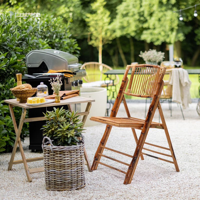 Anaid Wood Patio Folding Chair Folding Chair, Brown