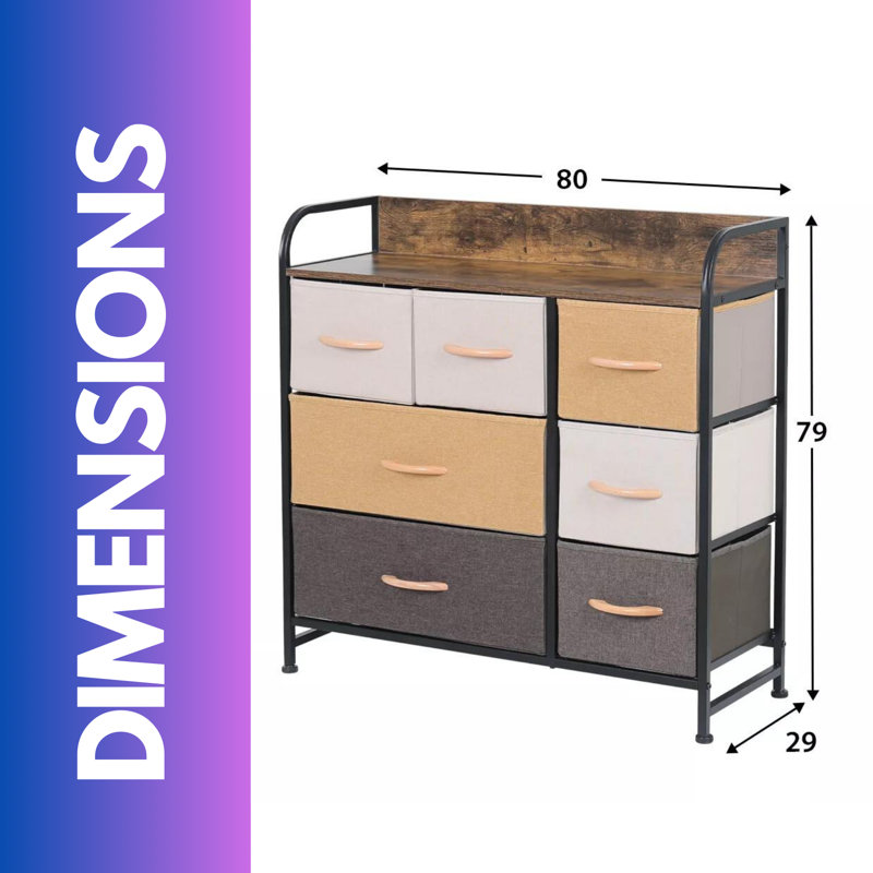 80cm W 7 - Drawer Chest of Drawers