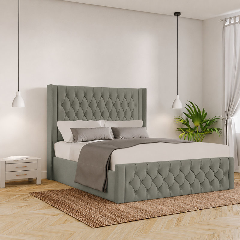 Barrientez Upholstered Ottoman Storage Bed, Small Double (4'), Asphalt