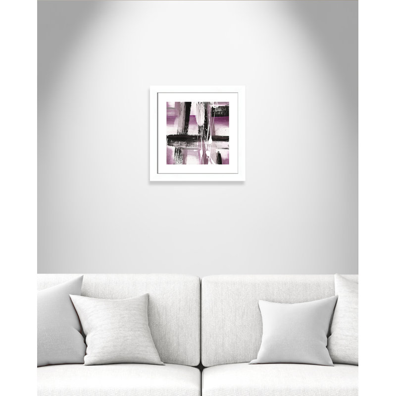 Expressions modernes - tons mauves - peinture encadrée, Blanc mat, H 18,5 po x l 18,5 po x P 1,25 po