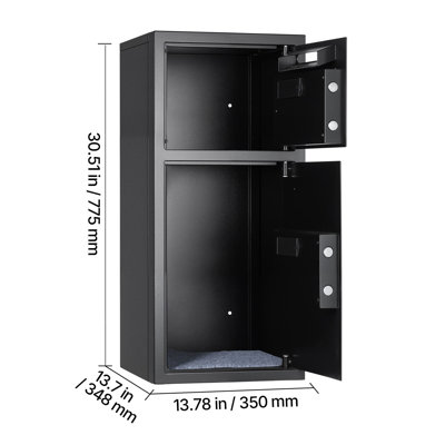7.2 cu.ft Safe Box, Double Doors Safe Lock Box with Key, Password and LED, Fireproof Cold Rolled Steel Storage Drop Slot Vault for Money, Documents, Jewelry and Valuables, Easy Assembly, Black