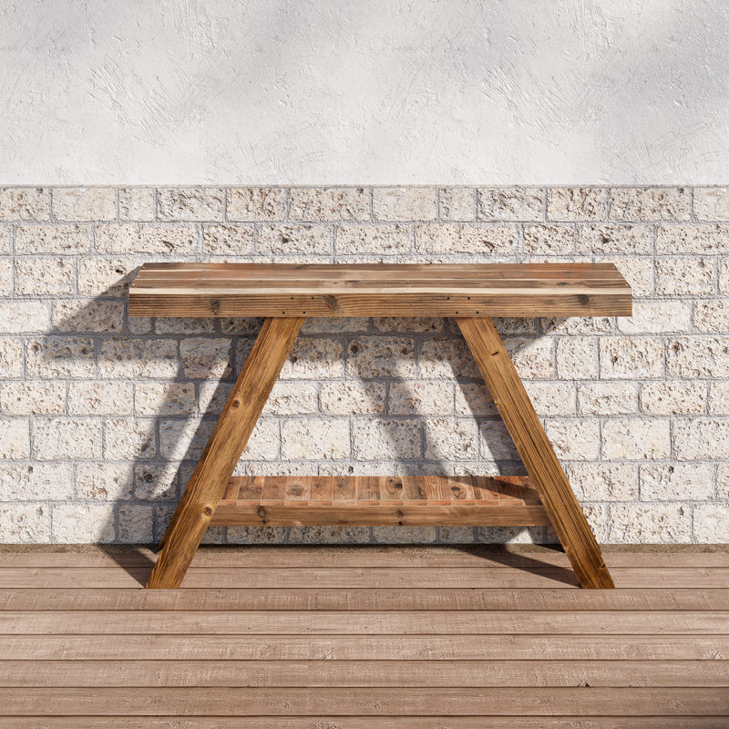 46" Distressed Solid Wood Console Table, Brown
