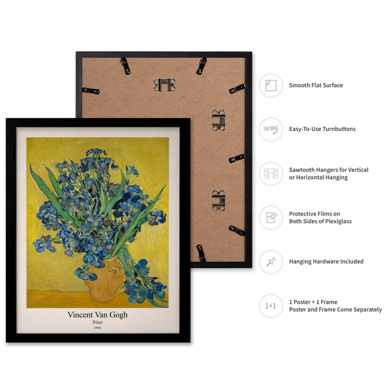 Van Gogh - Iris No3, Black Framed, Poster, 18"H x 24"W
