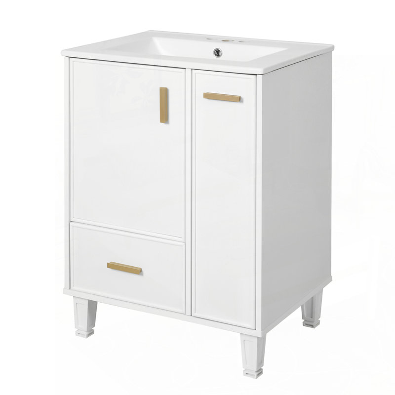 Meuble-lavabo sophistiqué avec rangement abondant et fabrication durable, Blanc