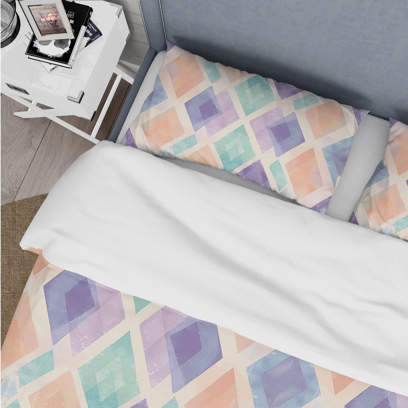Ensemble de housse de couette Peach - Boho, Housse de couette pour grand lit + 2 taies décora