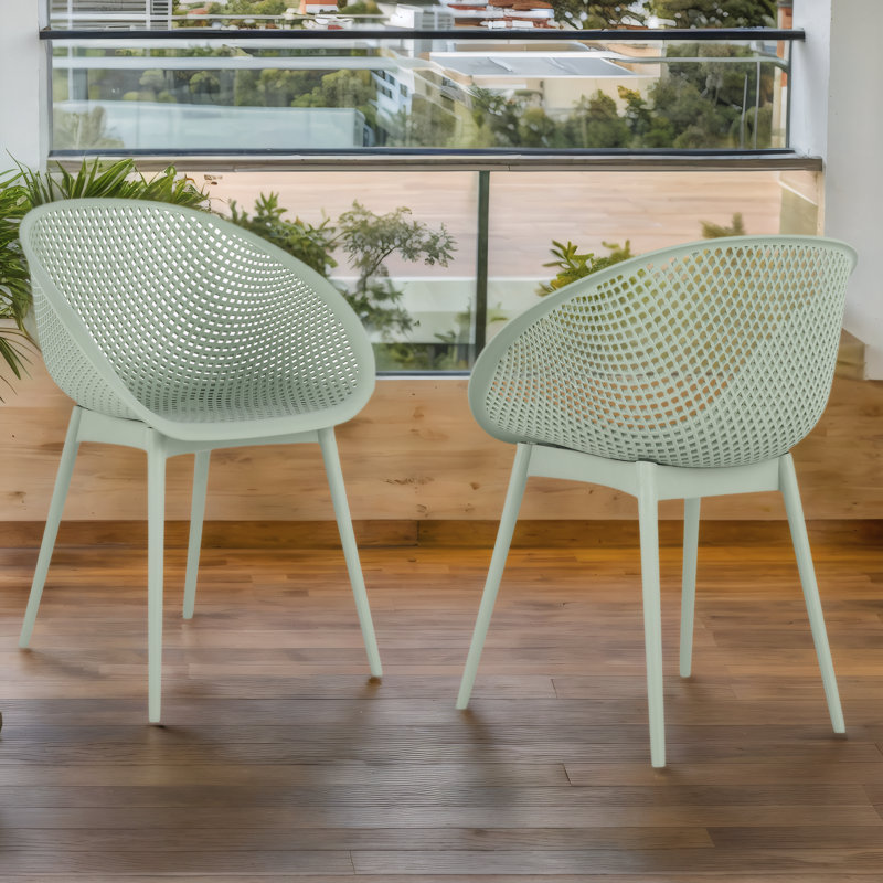 2-Piece Set of Contemporary Lounge Chairs – Crafted from Durable All-Weather PP Plastic, Perfect for Indoor & Outdoor Use
