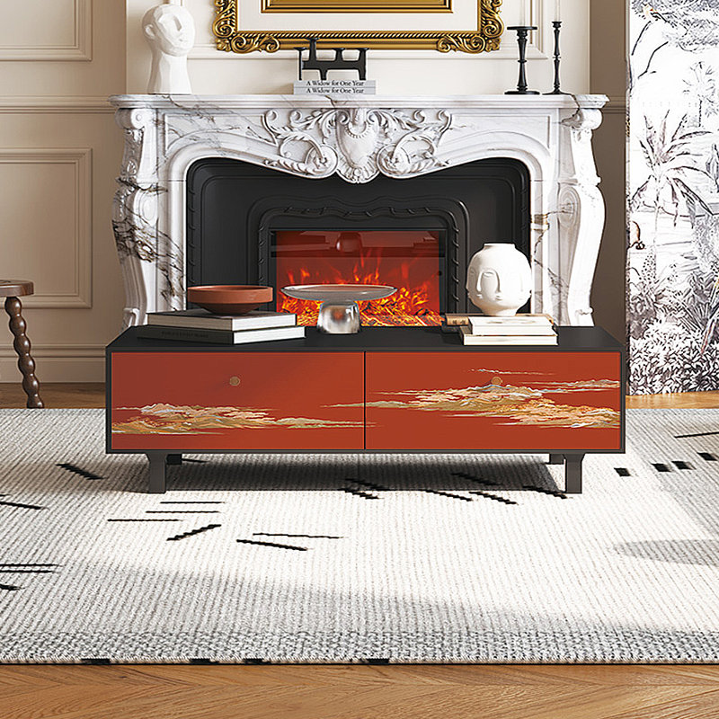 Table basse avec rangement peint français rétro, Noir