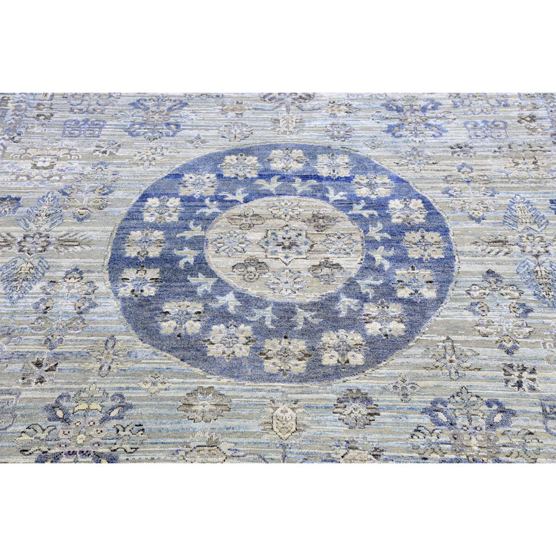Oriental Area Rug in Light Blue/Blue/Gray, Rectangle 8' x 10'