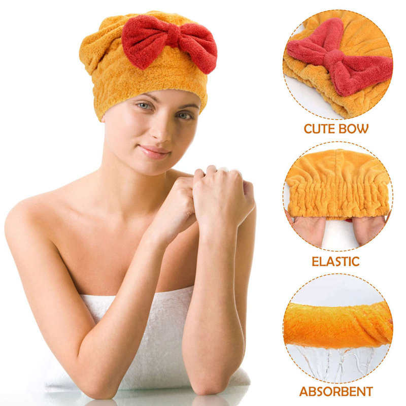 4 PCS Serviettes de séchage en microfibre Capuchon de douche doux et absorbant