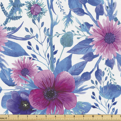 Charae Romantic Watercolor with Nosegay Flowers Multi-Purpose Fabric