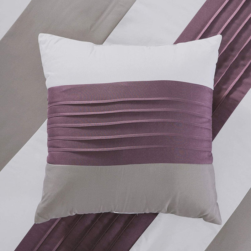 King Purple and Gray Geometric Medallion Comforter Set