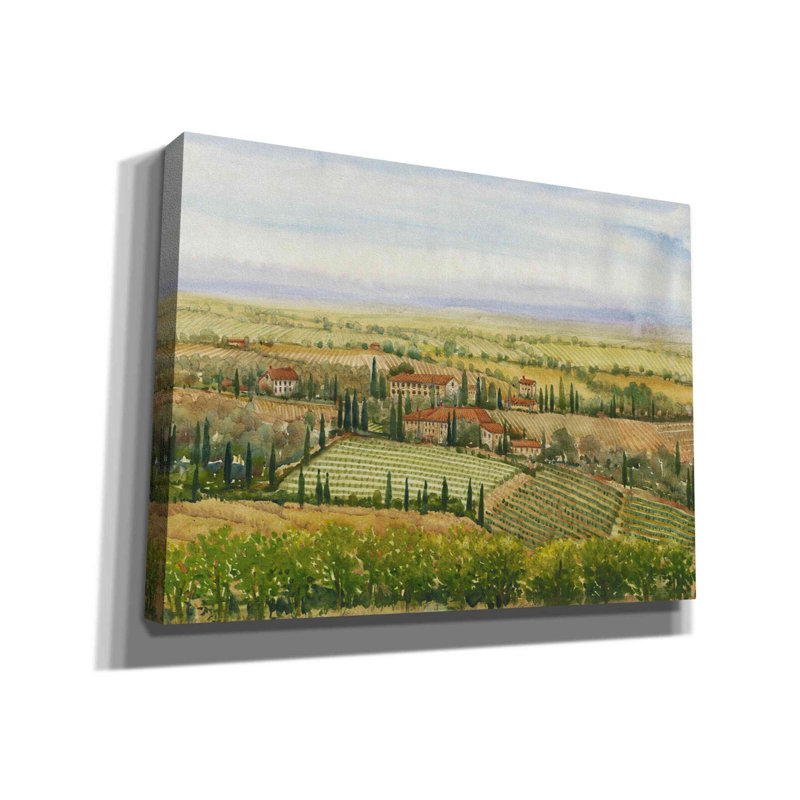 «Wine Country View II» par Tim O'toole, art mural sur toile, H 40 po x l 54 po x P 1,5 po