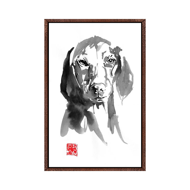 Dogface III 1 Piece Painting on Canvas, 101.6 cm H x 66.04 cm W, Classic Brown Wood Framed