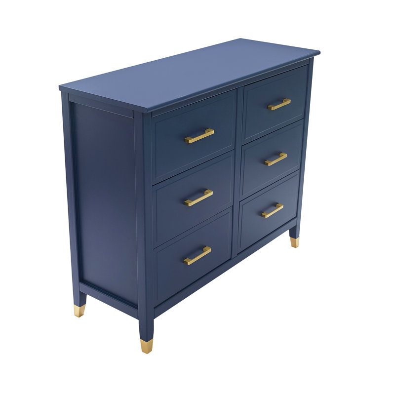 6 Drawer 105Cm W Double Dresser, Navy