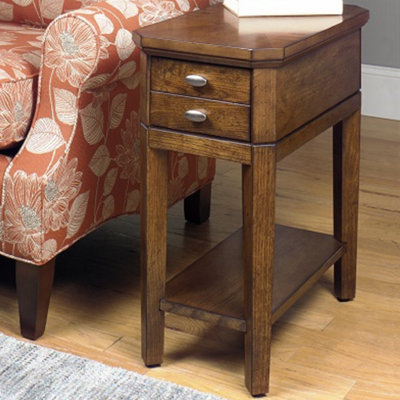 Solid Wood Top End Table with Storage