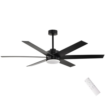 Matte Black Integrated Led 6 Speed Color Changing Indoor Ceiling Fan With Light And Remote