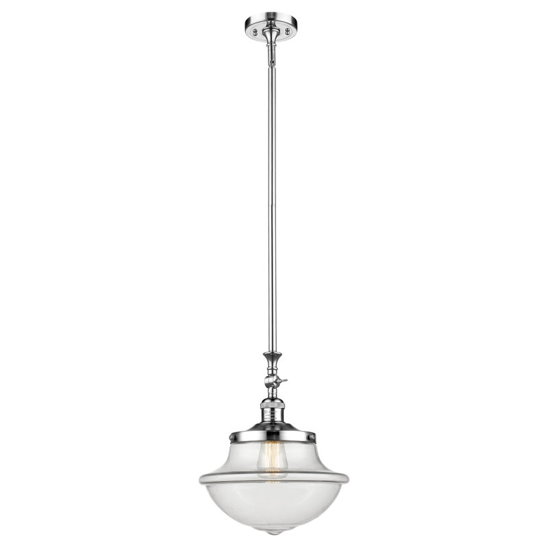 Luminaire suspendu simple à 1 lumière Baptiste, Ampoule DEL 6 watts Vinage, Transparent, Chrome poli