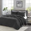 Courtepointe simple / simple TG en noir, microfibre avec coton à l'intérieur, réversible pour différentes saisons, 2 pièces et 1 taie décorative, literie noire en coton-120276133-120276129