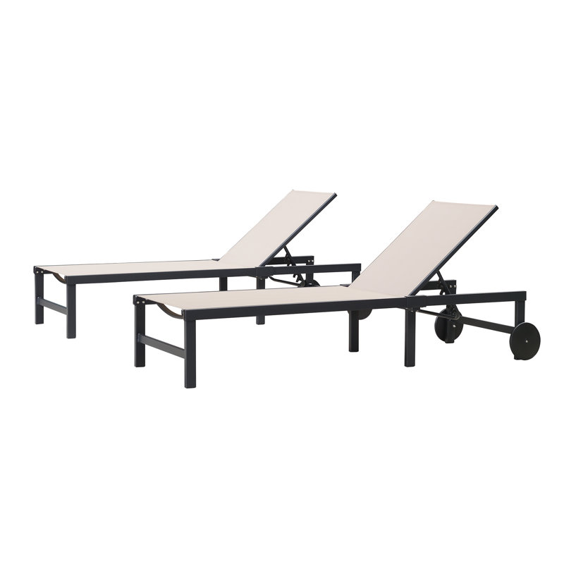 Chaise longue d'extérieur avec table Reivo, Beige
