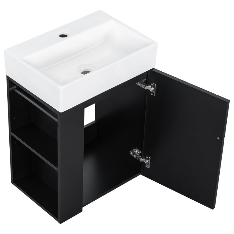20 Inch Bathroom Vanity with Ceramic Sink, Black