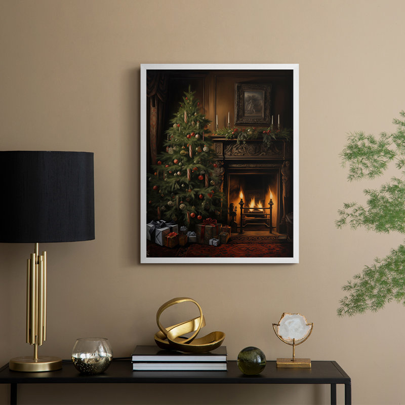 «Christmas Holiday Art DCLXVIII», reproduction d'art encadrée - bois massif, H 15 po x l 12 po, Blanc