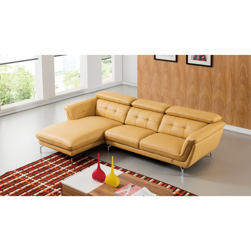 Navya Upholstered L-Shaped Sectional, Dark Chocolate Leather Match, Left Hand Facing