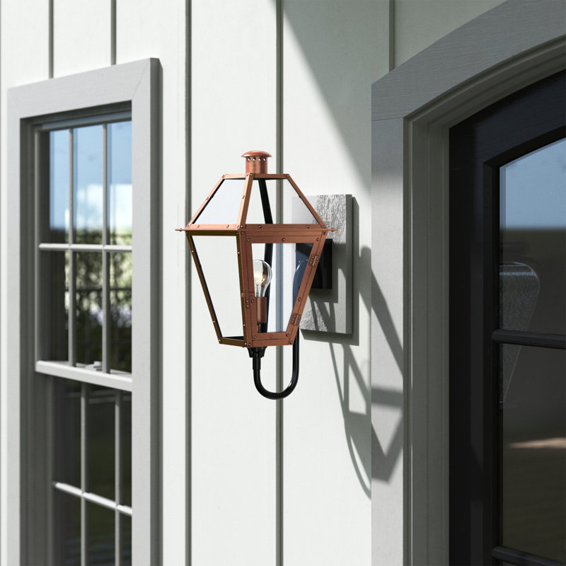 Amber Solid Brass Wall Light, Aged Copper