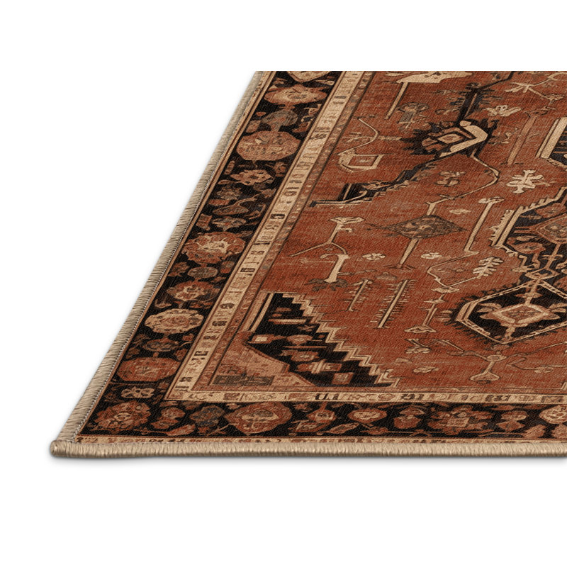 Tapis brun lavable à la machine, Rectangle 7 pi x 9 pi