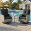 Ensemble de conversation pour patio 2 personnes avec chaises berçantes pivotantes et table en verre trempé-883765833