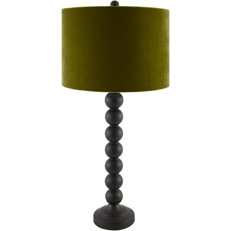 Elaine Table Lamp, Black, Green, 32" H x 15" W x 20" D