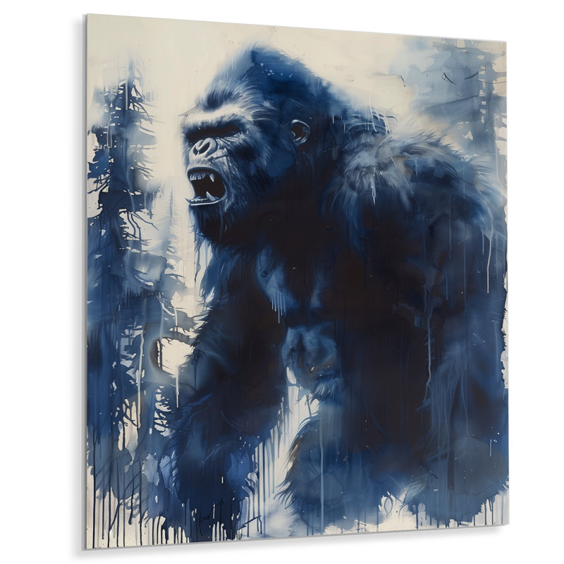 «Blue Grey Mythic Majesty Winter Bigfoot», impression d'art mural Bigfoot, Métal métal, H 40 po x l 30 po x P 1,5 po