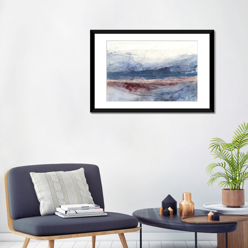 «Horizon Spray I» par Renée Stramel, impression sur toile tendue, H 24 po x l 32 po x P 1 po, Papier d'art encadré noir