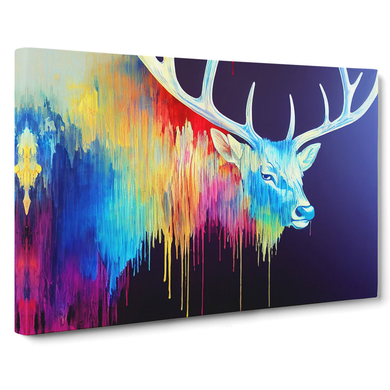 Stag Deer Splash Vol.3 Abstract - Wrapped Canvas