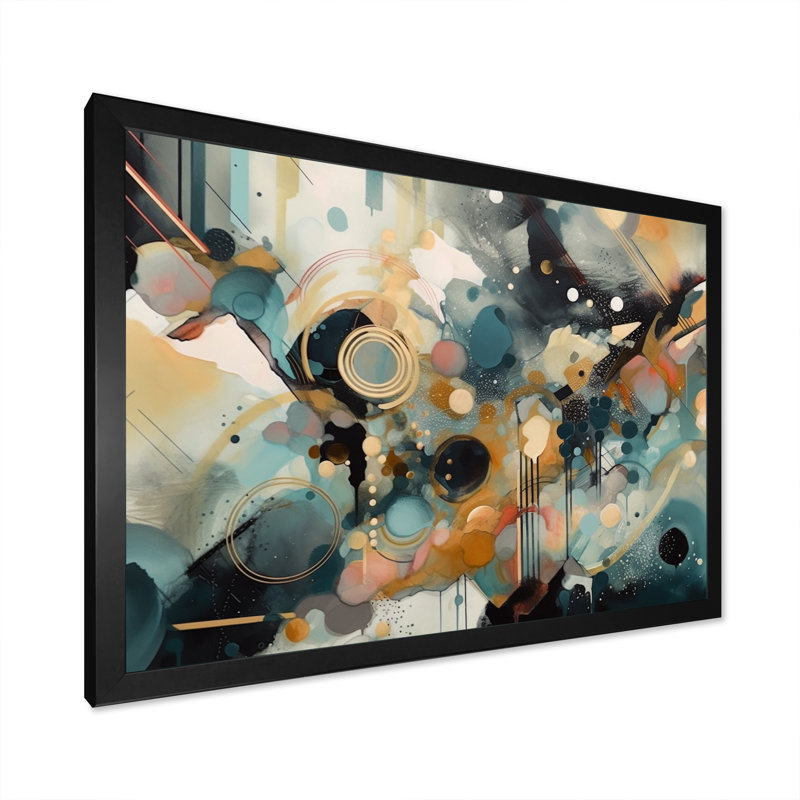 Abstrait moderne contemporain - Art mural abstrait, Cadre photo noir, H 12 po x l 20 po x P 1 po